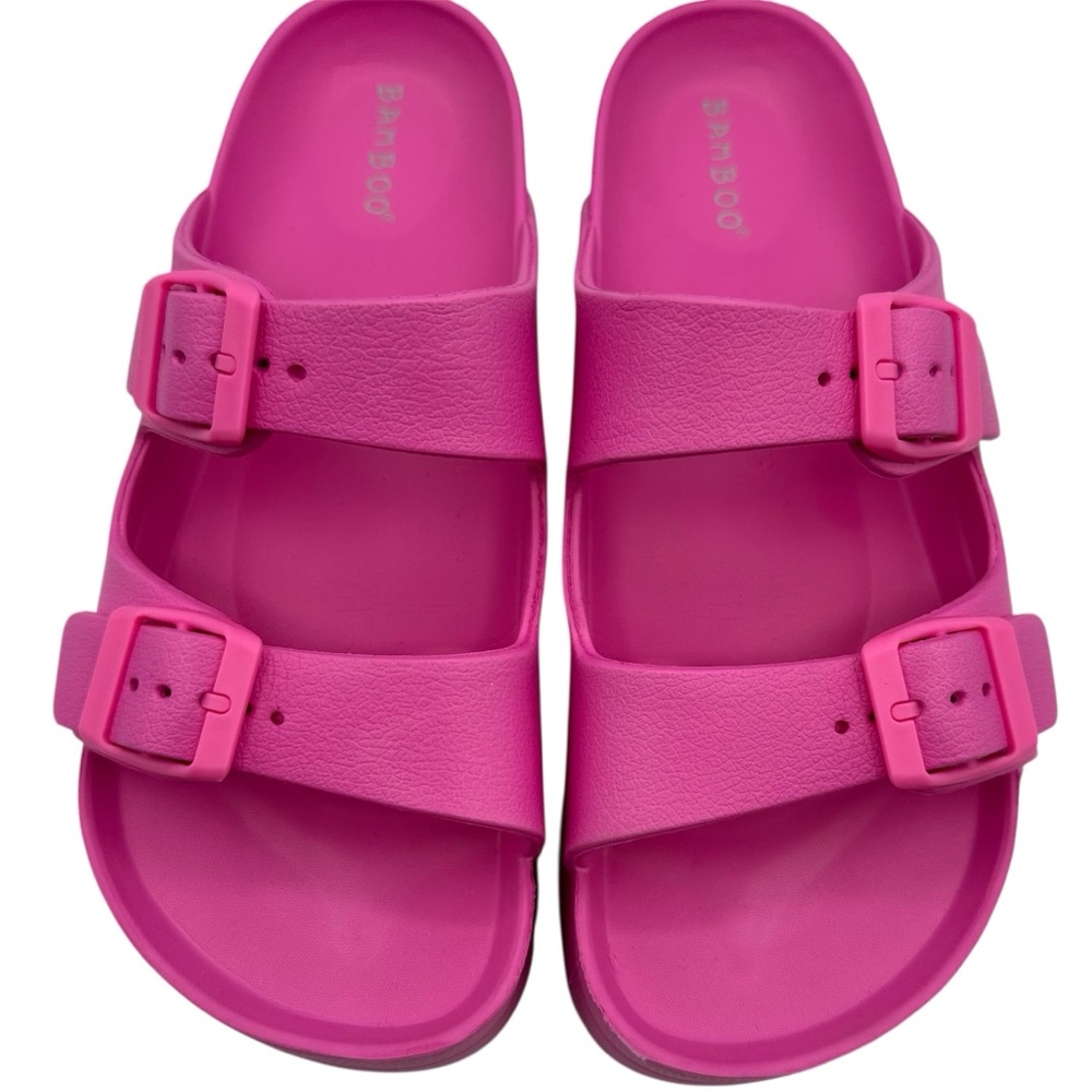BAMBOO Glee-01 Platform Jelly Slip on Sandals Fushia/Hot Pink Size 8 - LIKE NEW - Picture 1 of 7